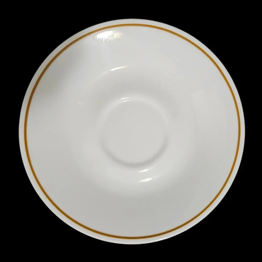 Corelle by Corning White Gold Rim Saucers Set of 4 Bread Butter Plates Vintage